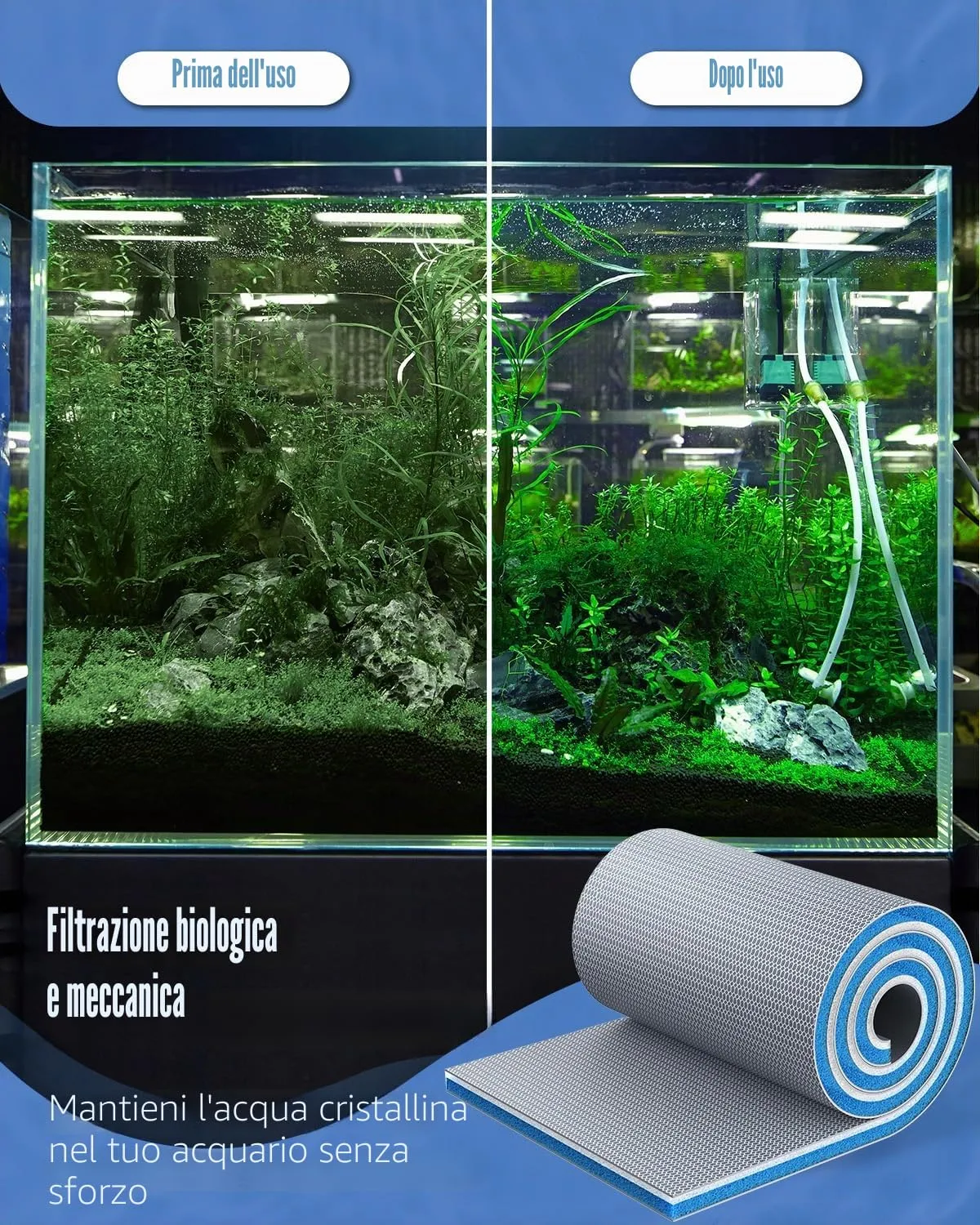 Pawfly Pad Filtro Acquario 8 Strati 40x30cm Ritagliabile 1pz