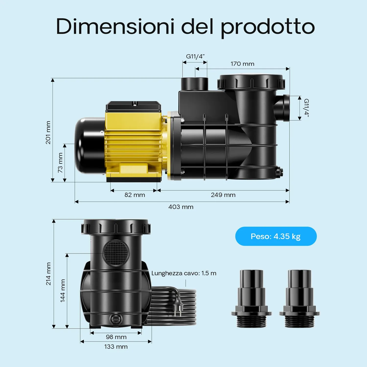 SunSun Pompa Piscina 7500 l/h 380W con Filtro