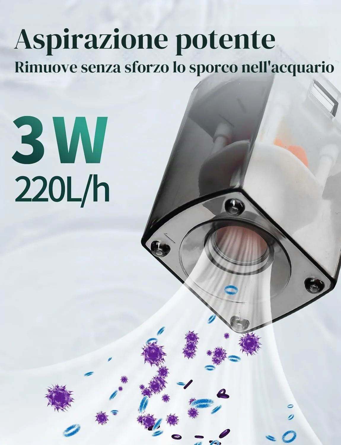boxtech Filtro interno acquario 3W 220 l/h 4in1 regolabile