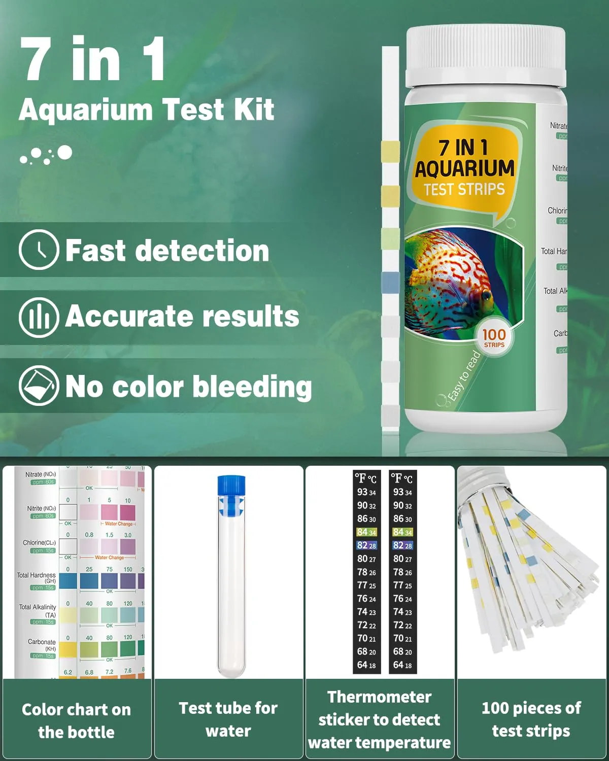 Pawfly 7 in 1 strisce test acquario 100 pz 7 parametri