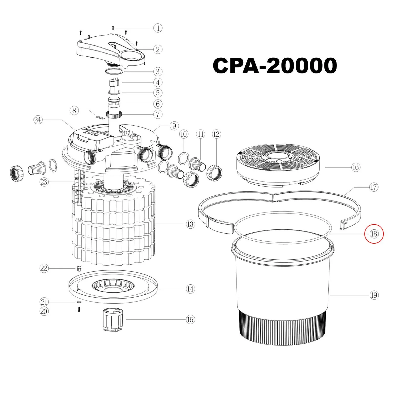 SunSun CPF-20000 CPF-50000 guarnizione O-Ring 421x7,5mm ricambio