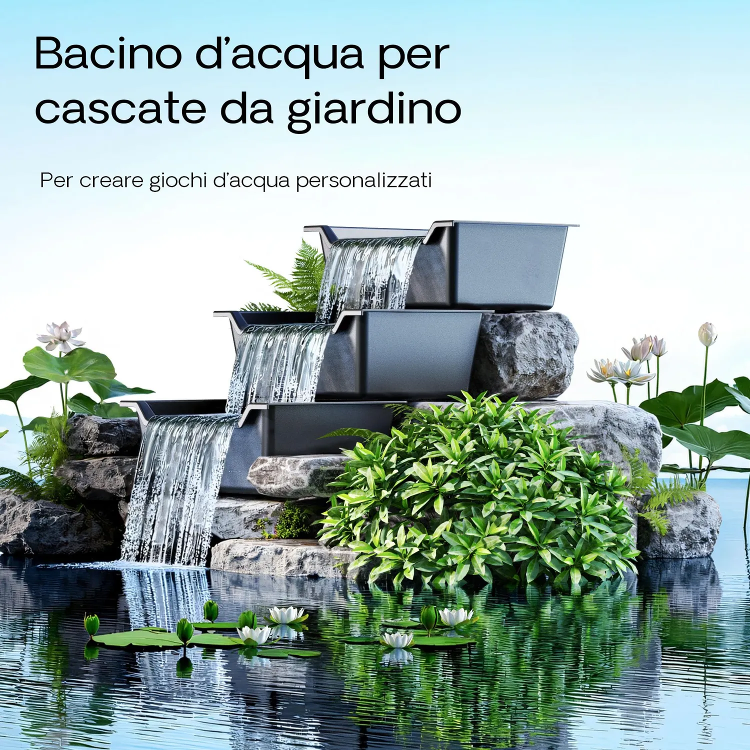 SunSun Vasca Cascata 60 Litri Vaschetta Vetroresina