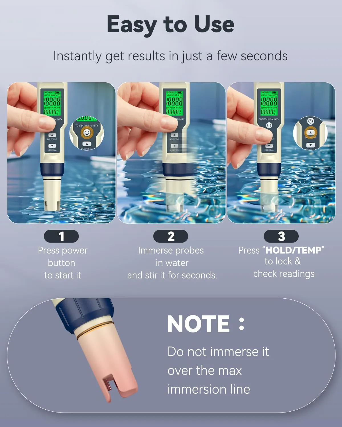 Pawfly Tester Piscina 5 in 1 pH Sale TDS EC Temperatura