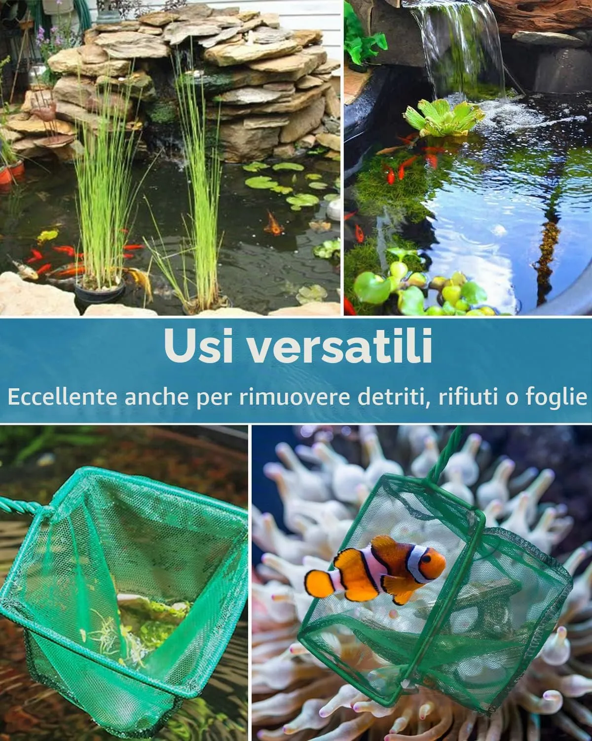 Pawfly rete acquario maglia fine 25 cm verde