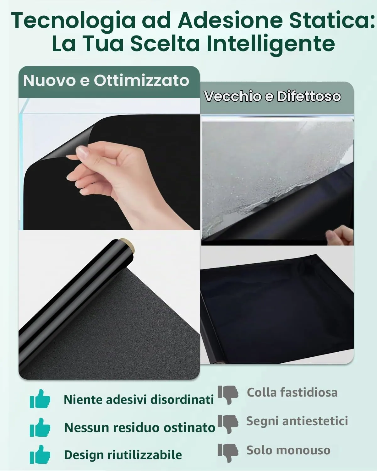 Pawfly sfondo nero acquario 80x40 cm adesione statica