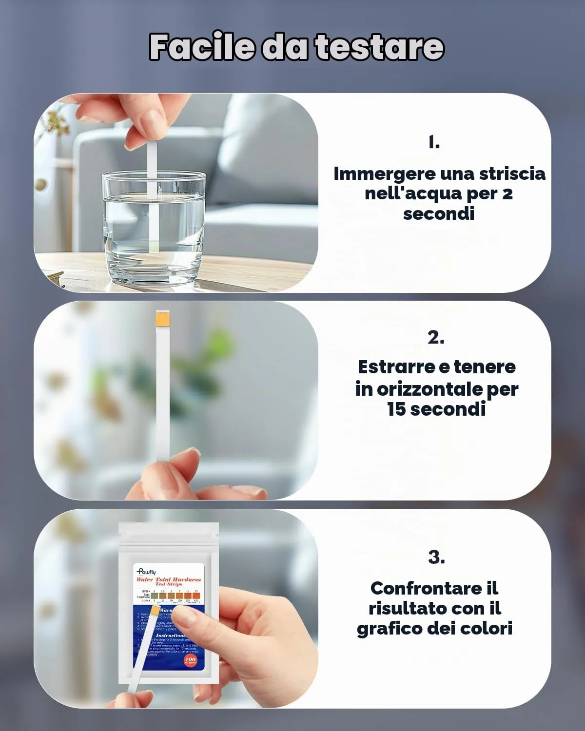 Pawfly strisce test durezza acqua 100 pezzi 0-425 ppm