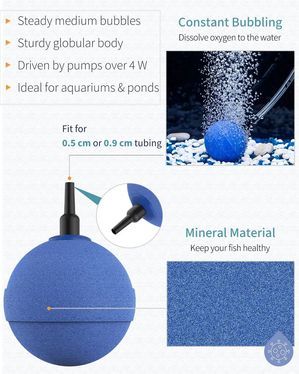 Pawfly Pietre Porose Aria Acquario 5 cm Blu 8 Pezzi
