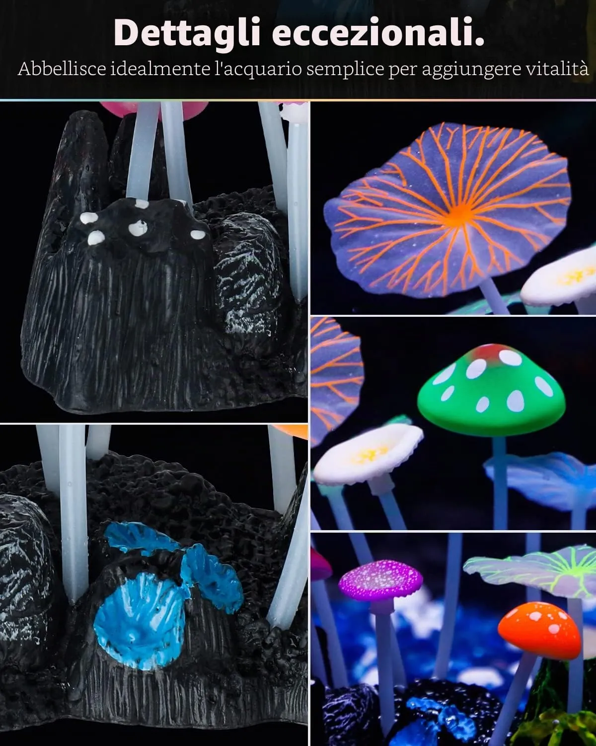 Pawfly fungo e loto decorazione acquario silicone fluorescente