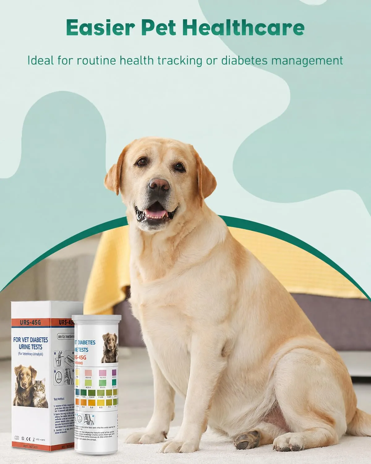 Pawfly Test Urine 4 in 1 100 Pezzi Cani e Gatti Diabete