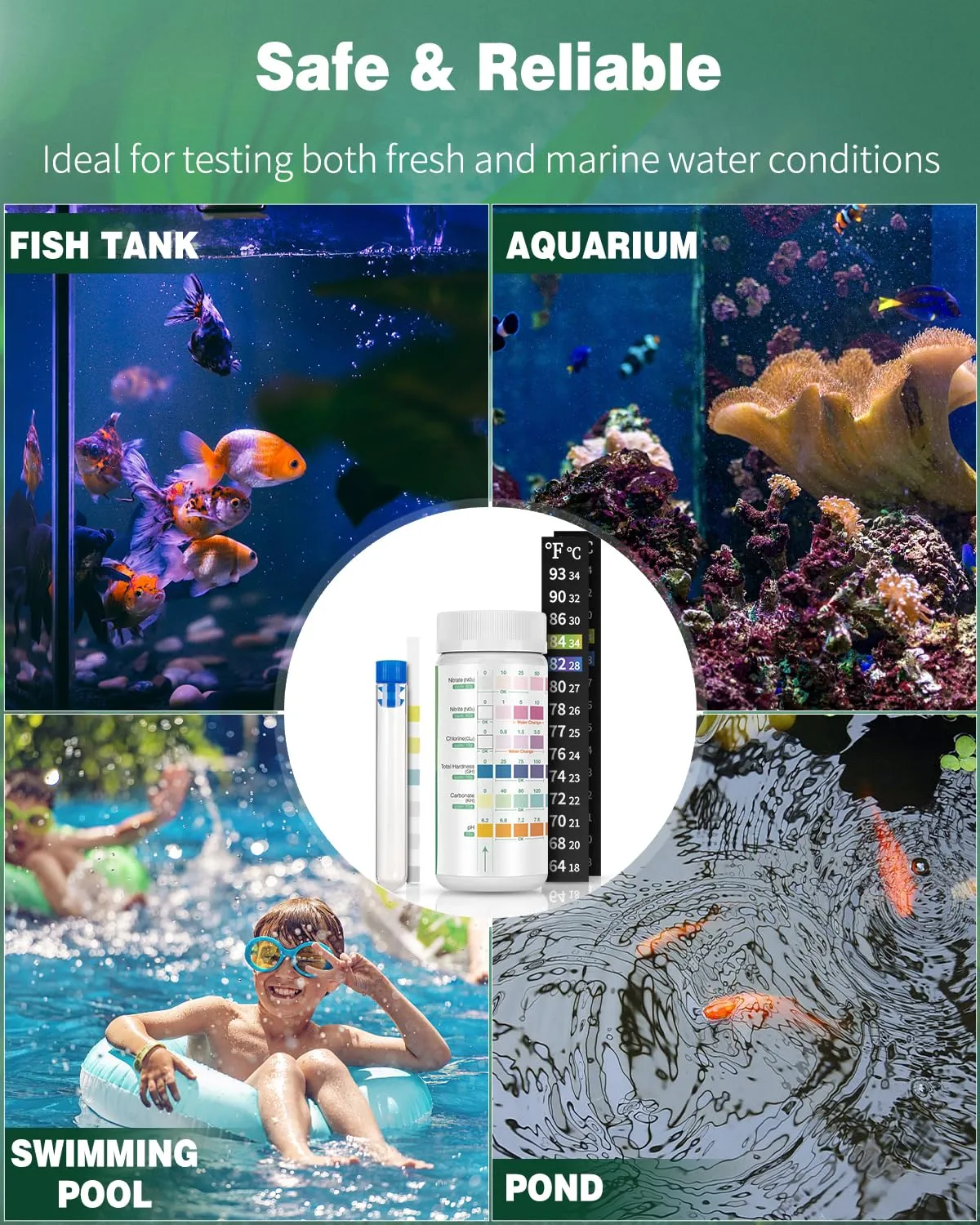 Pawfly Strisce Test Acquario 6 in 1 100 Pezzi con Provetta