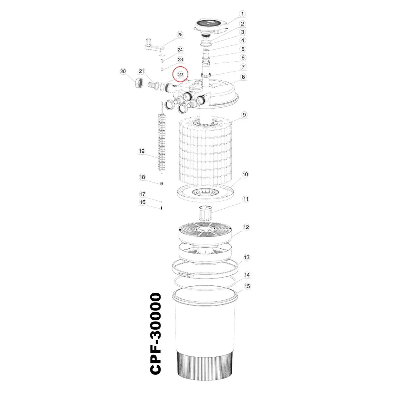 SunSun CPF-20000/30000/50000 coperchio filtro pressione