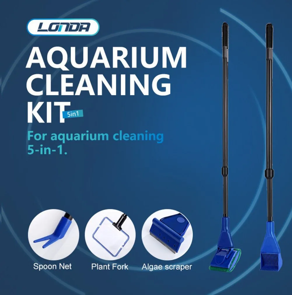 LONDAFISH Kit Pulizia Acquario 5 in 1 Telescopico 54-80 cm