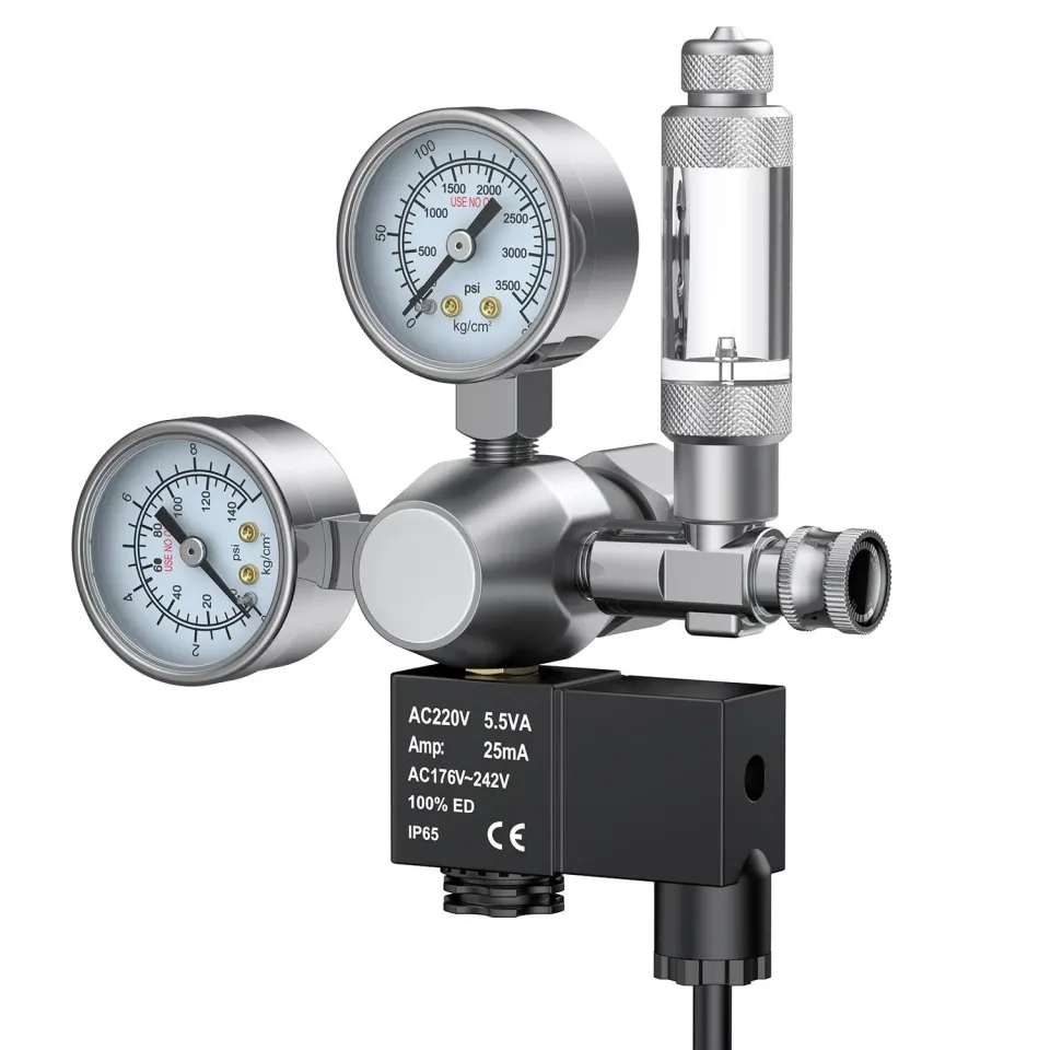 Pawfly Regolatore CO2 doppio manometro elettrovalvola acquario