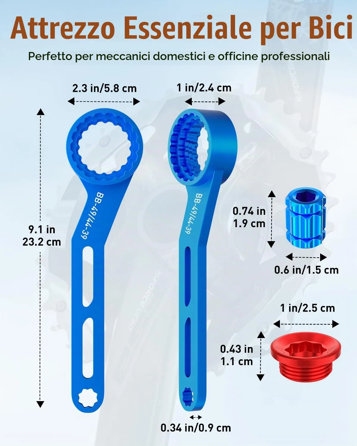 Pawfly Chiave Movimento Centrale Bici 6 in 1 Alluminio