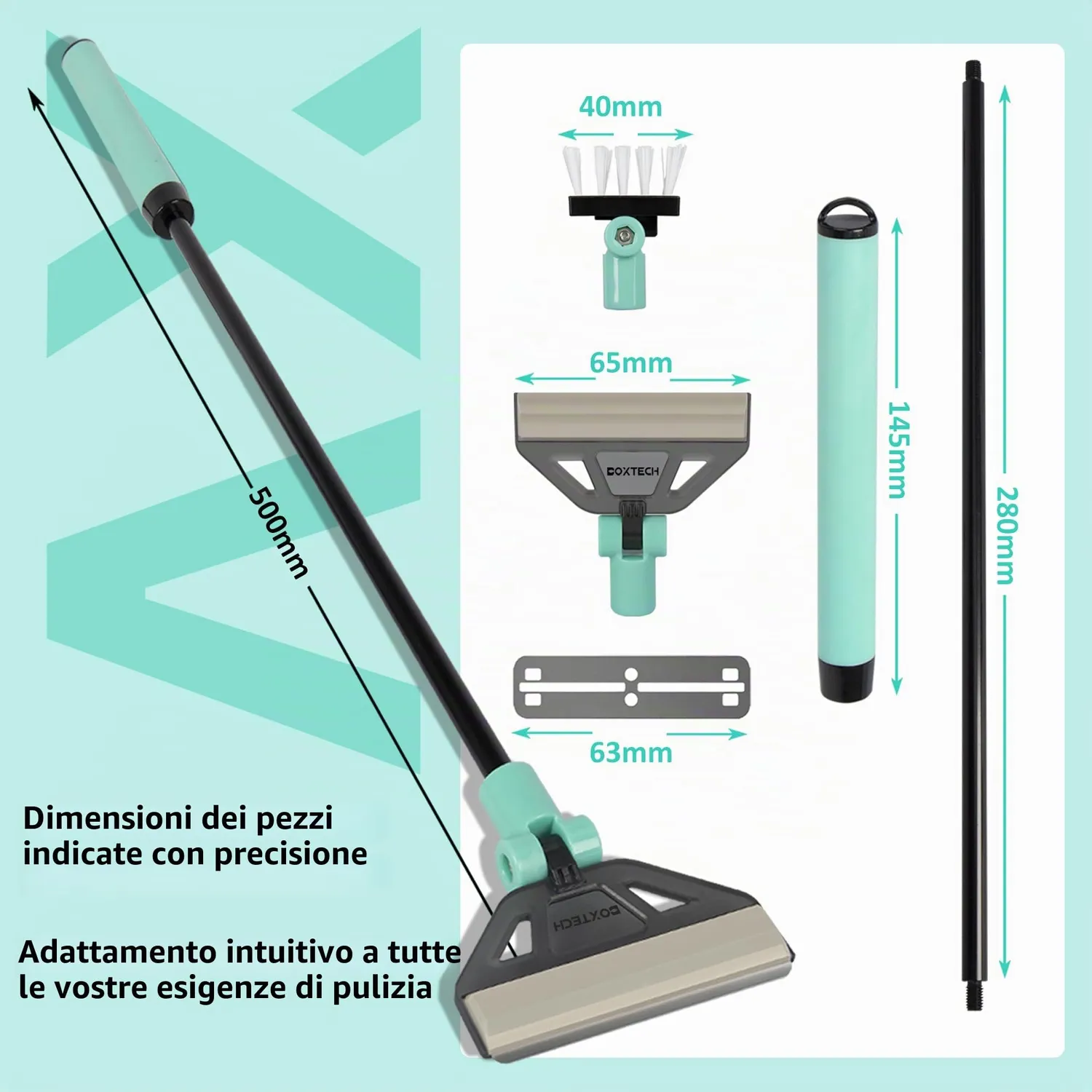 boxtech Raschietto Alghe 50 cm con 5 Lame Acciaio