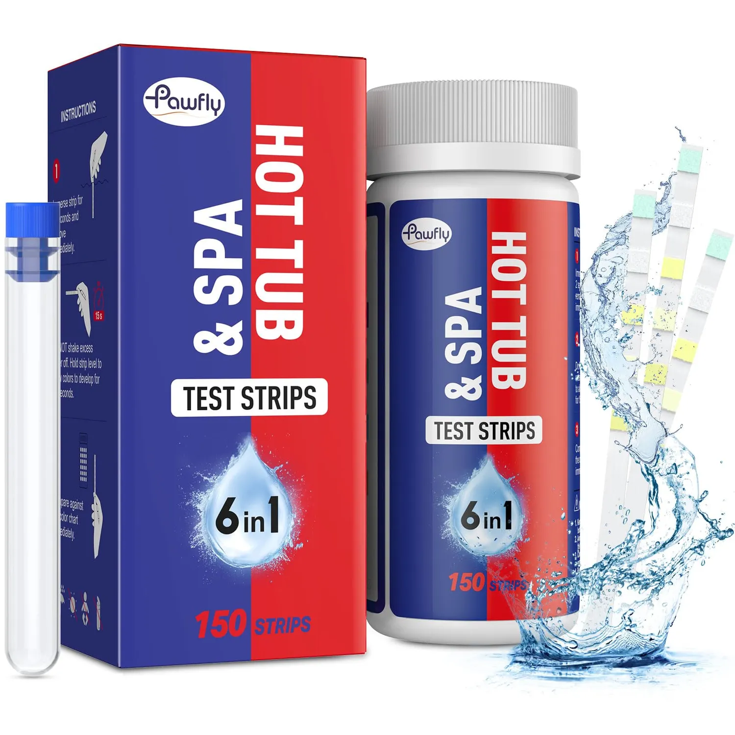 Pawfly Strisce Test Piscina 6 in 1 150 Pezzi pH Cloro
