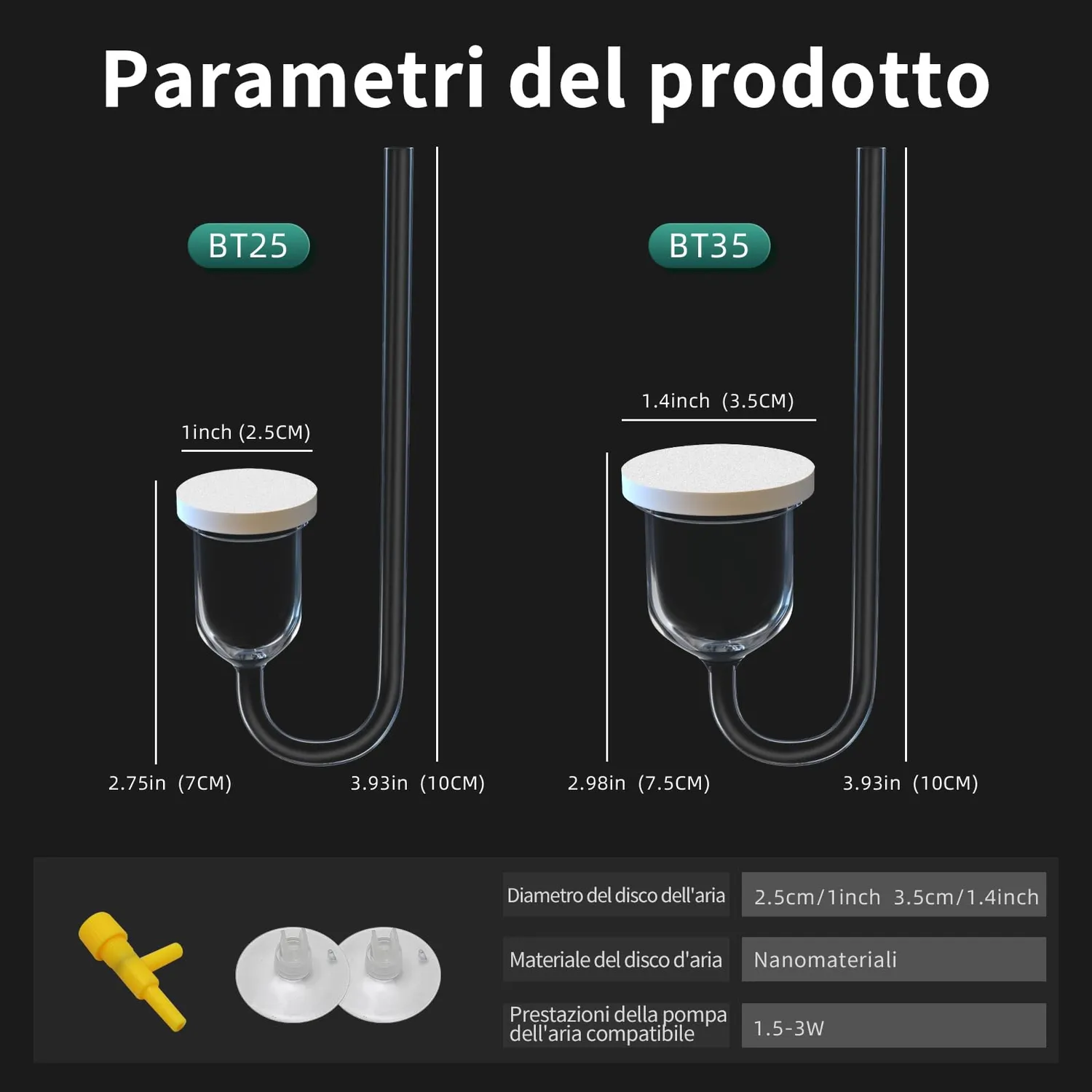 boxtech Pietra Aria Acquario Diffusore Nano 35 mm con Valvola
