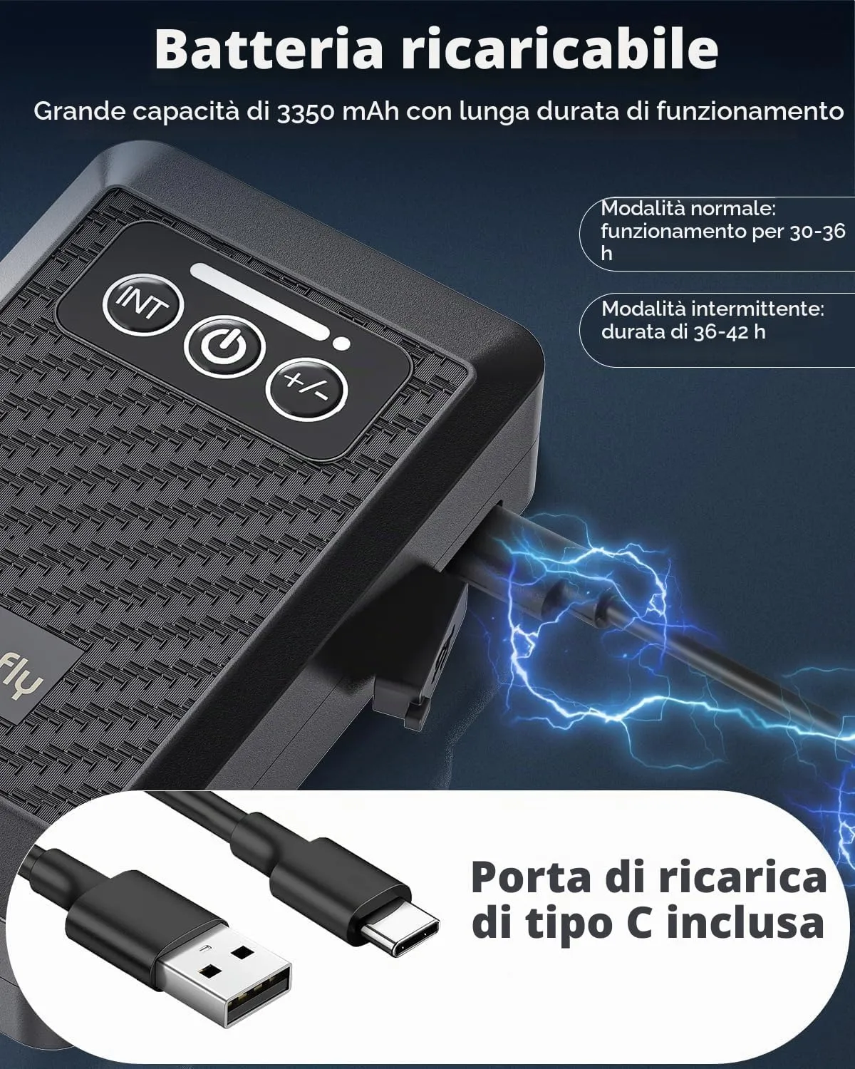 Pawfly pompa aria batteria USB 3W 40-230 L portatile