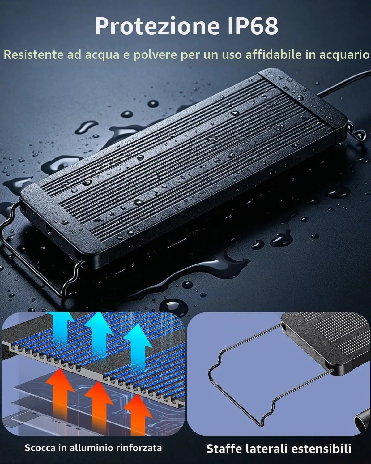 Pawfly Luce LED Acquario 45-60 cm 6 Tasti 24/7