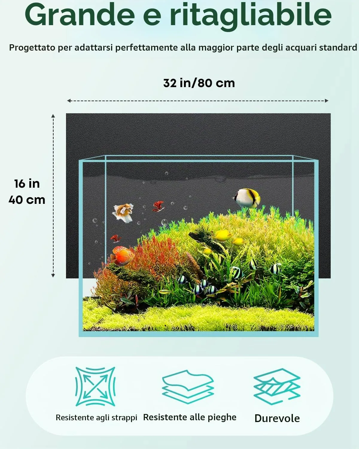 Pawfly sfondo nero acquario 80x40 cm adesione statica