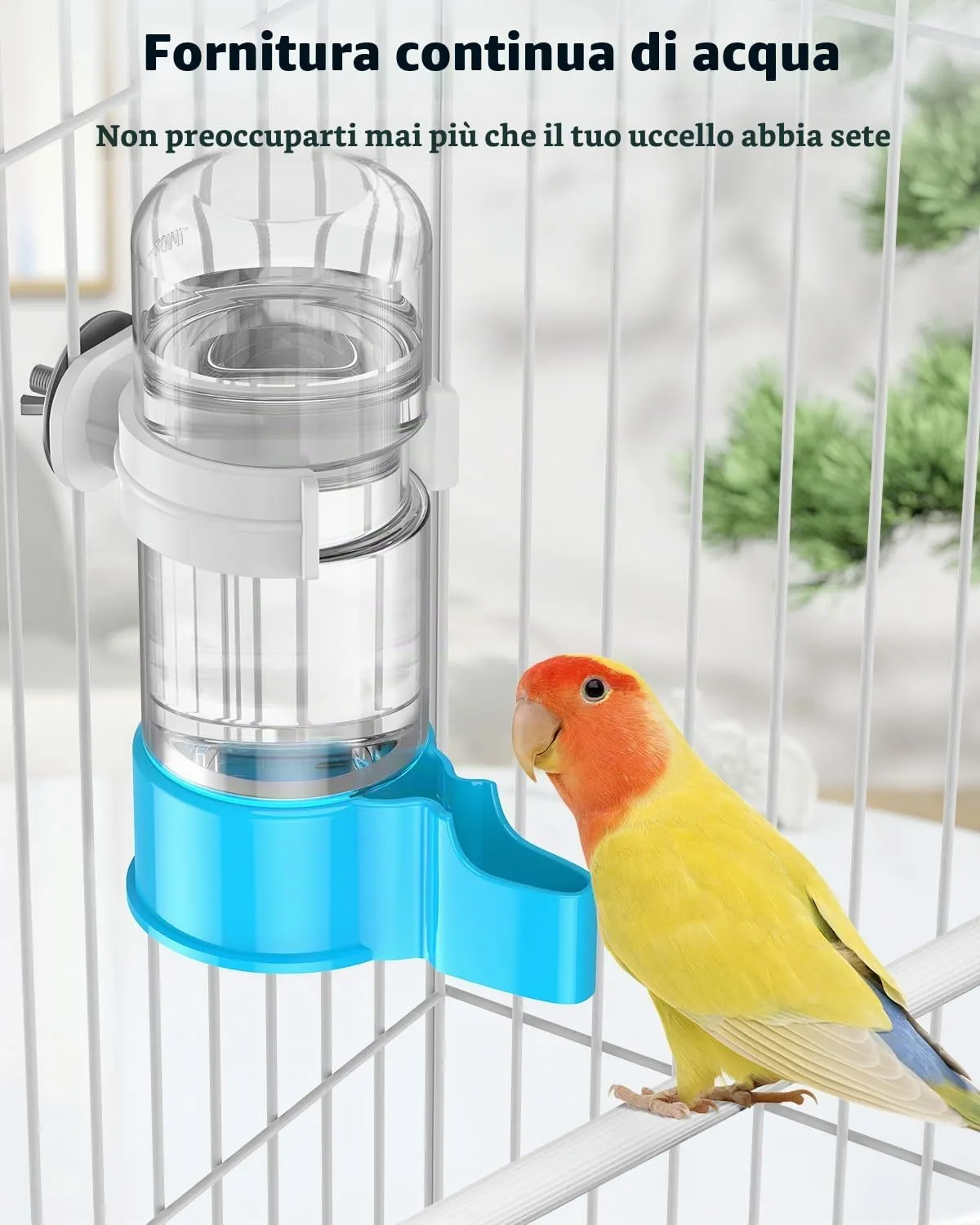 Pawfly beverino uccelli automatico 140 ml blu 2 pz