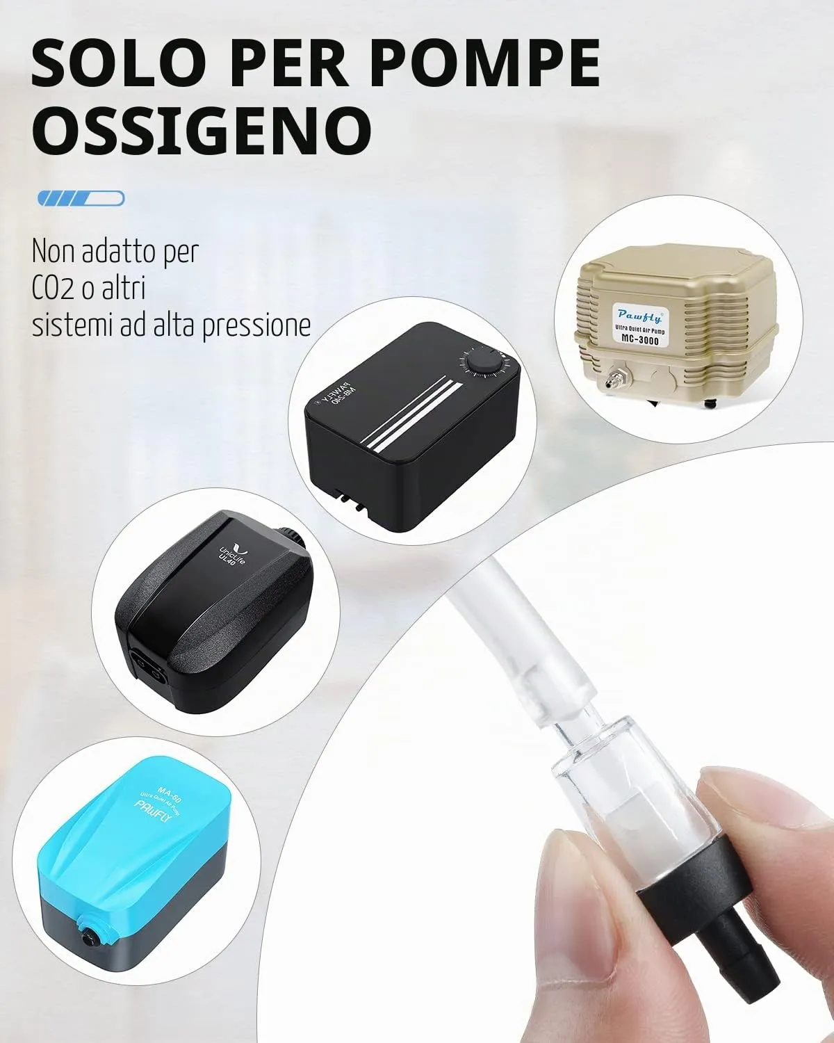 Pawfly valvole controllo nere acquario 6 pezzi
