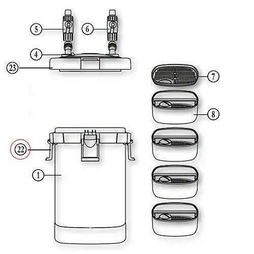 SunSun HW-505 clip ricambio coperchio filtro esterno