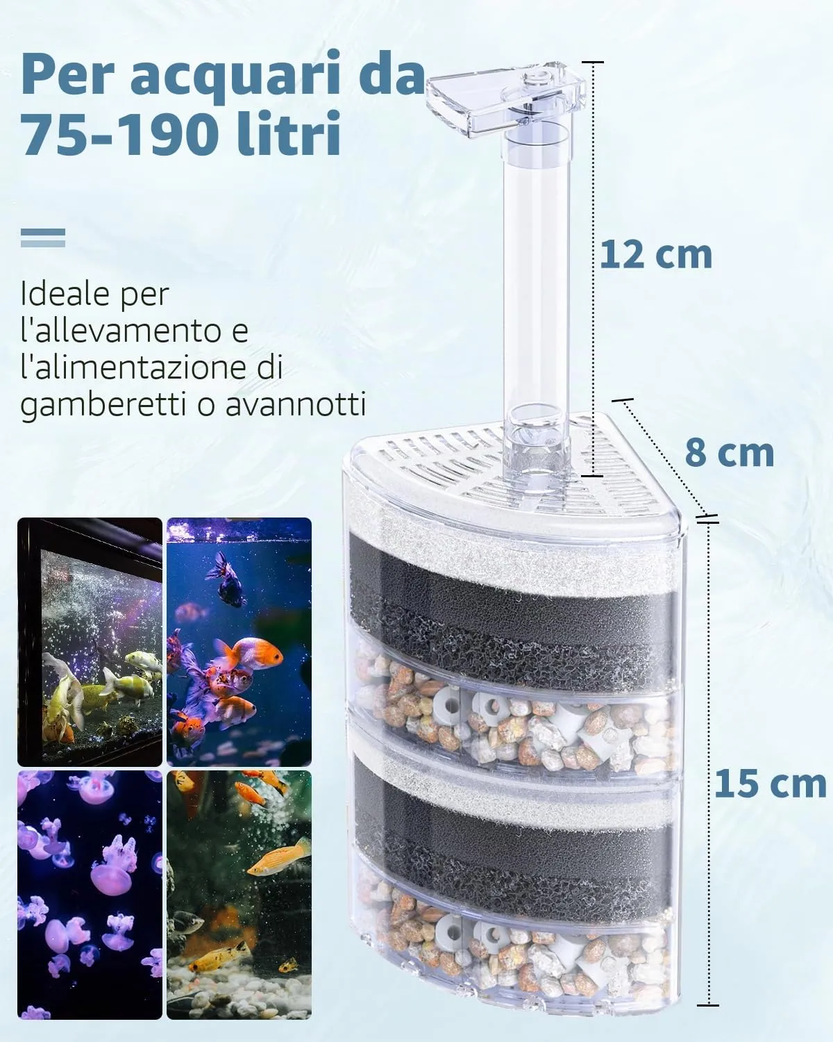 Pawfly Filtro Spugna Acquario fino a 200 L con Ceramica