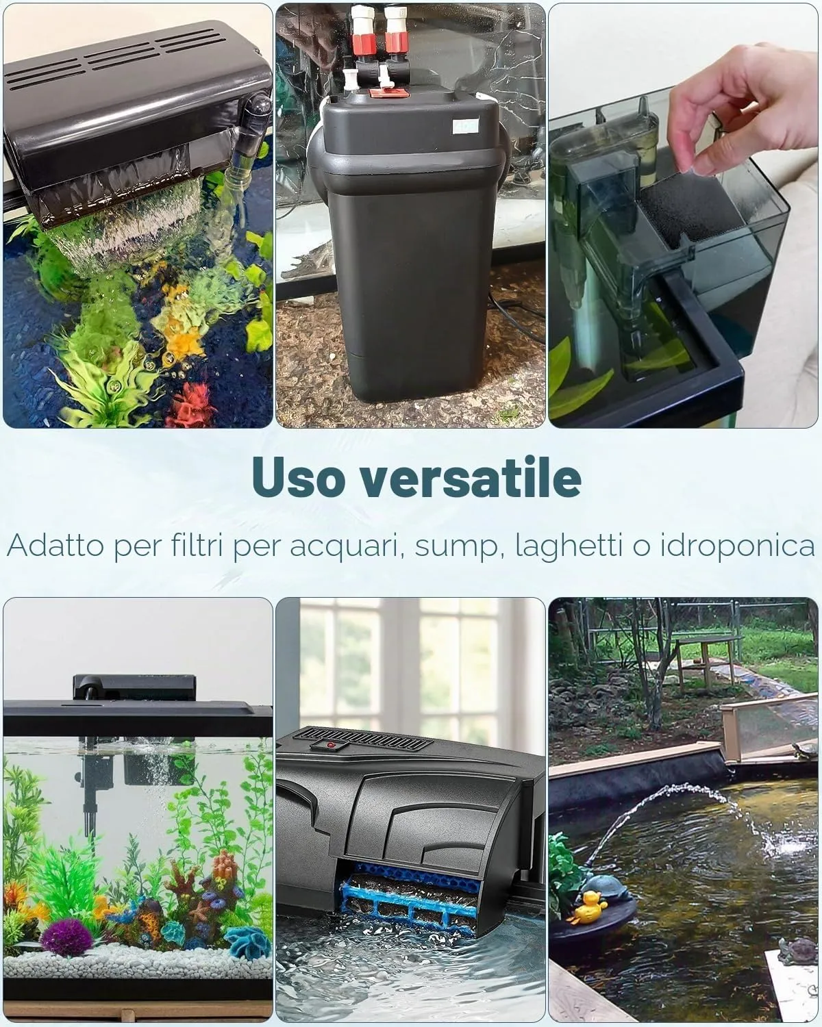Pawfly spugna filtrante acquario 23x23 cm 2 pezzi