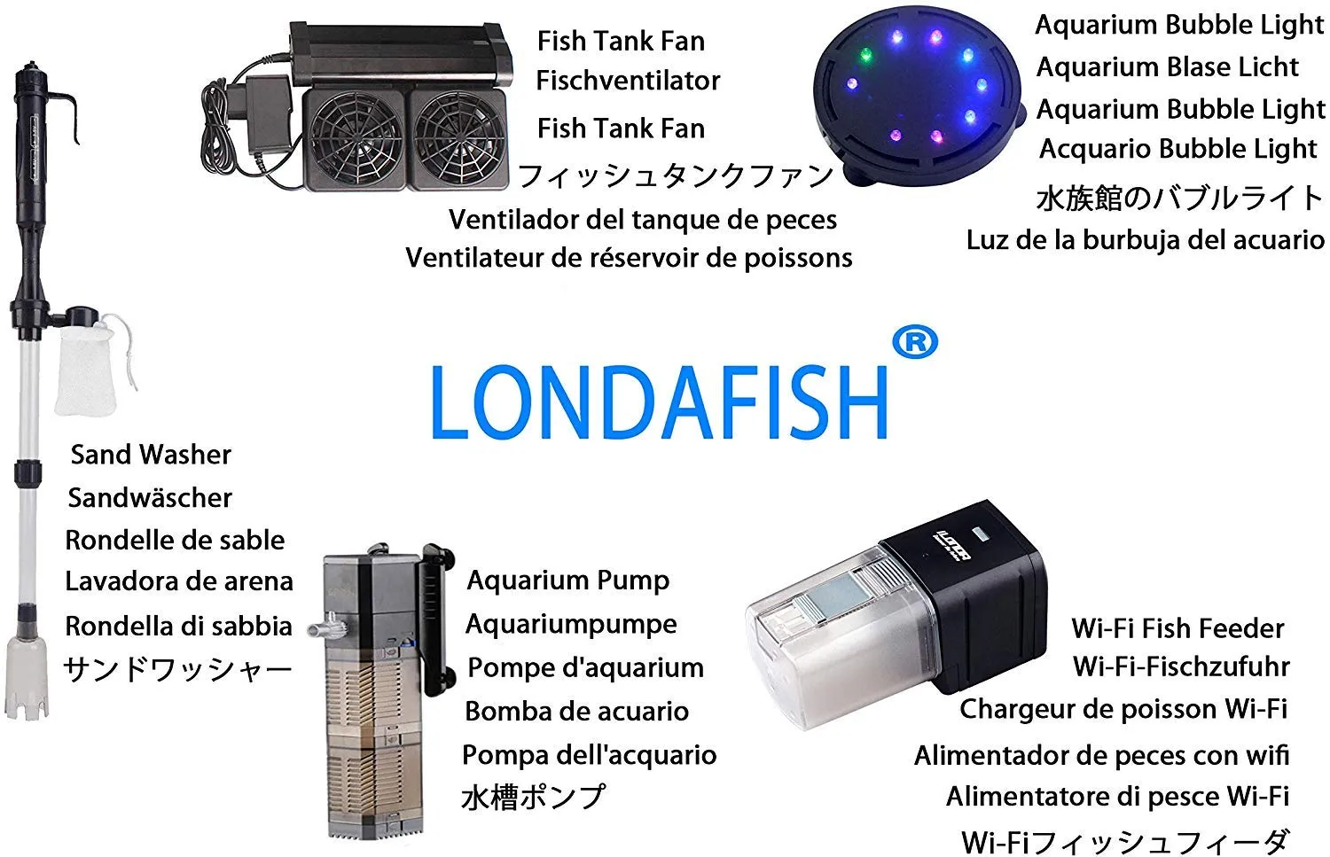 LONDAFISH Kit Pulizia Acquario a Batteria con Sifone Sabbia