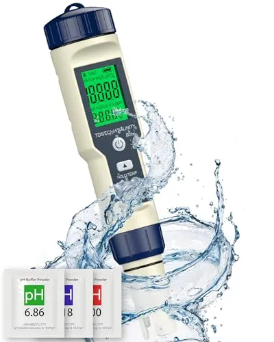 Pawfly Tester Acqua 5 in 1 pH Salinità TDS con Calibrazione