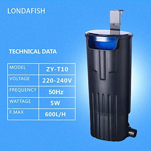 LONDAFISH Filtro Interno Acquario 600 L/H per Tartarughiere