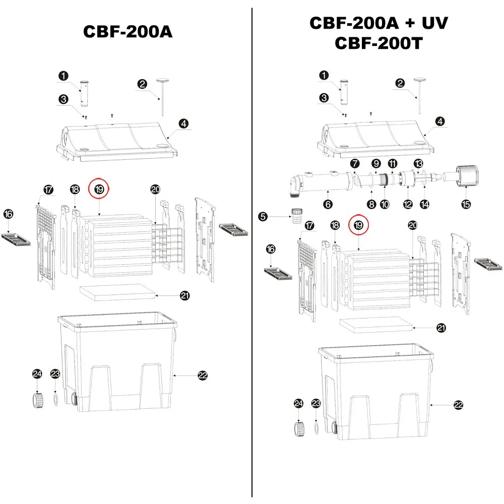 SunSun CBF-200 spugna filtrante blu ricambio grana fine