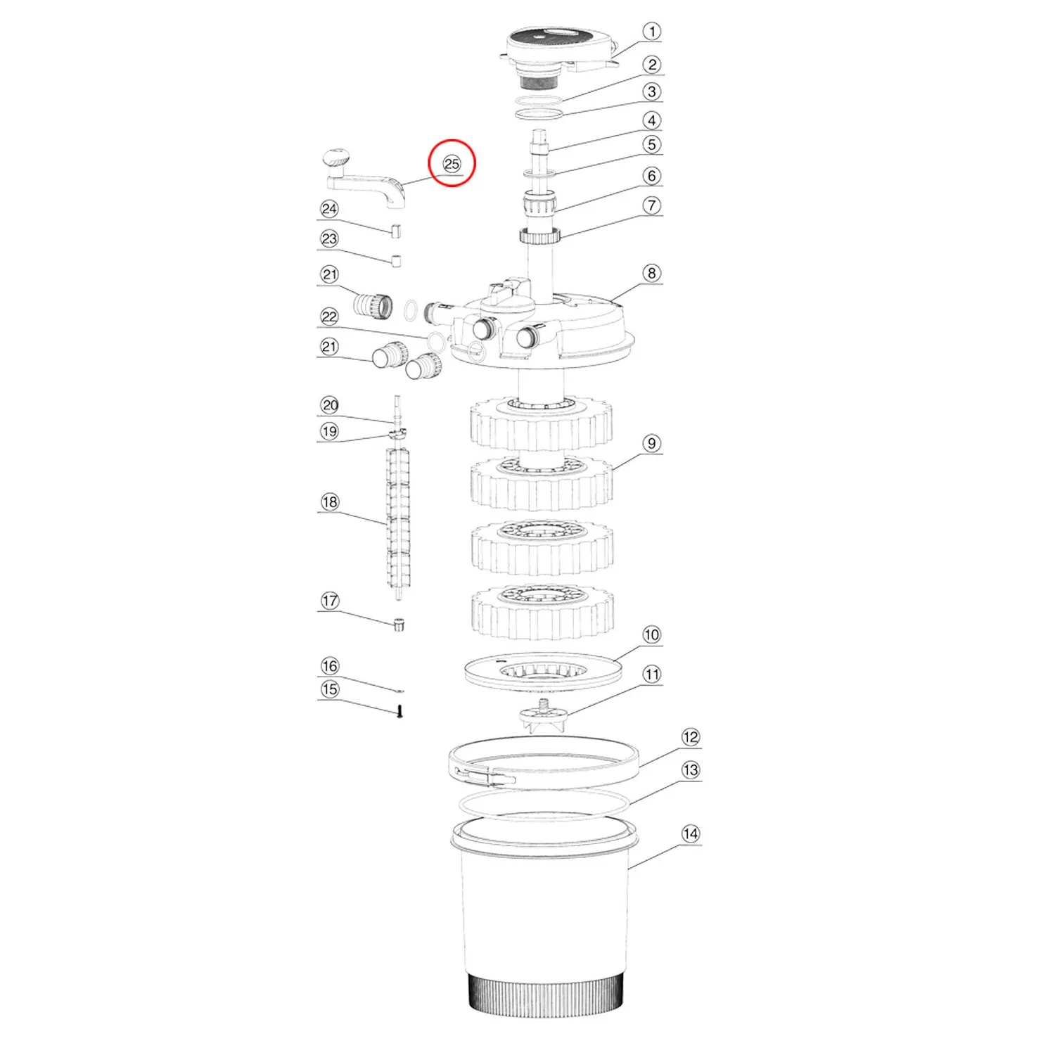 SunSun CPF-2500 maniglia ricambio filtro pressione laghetto