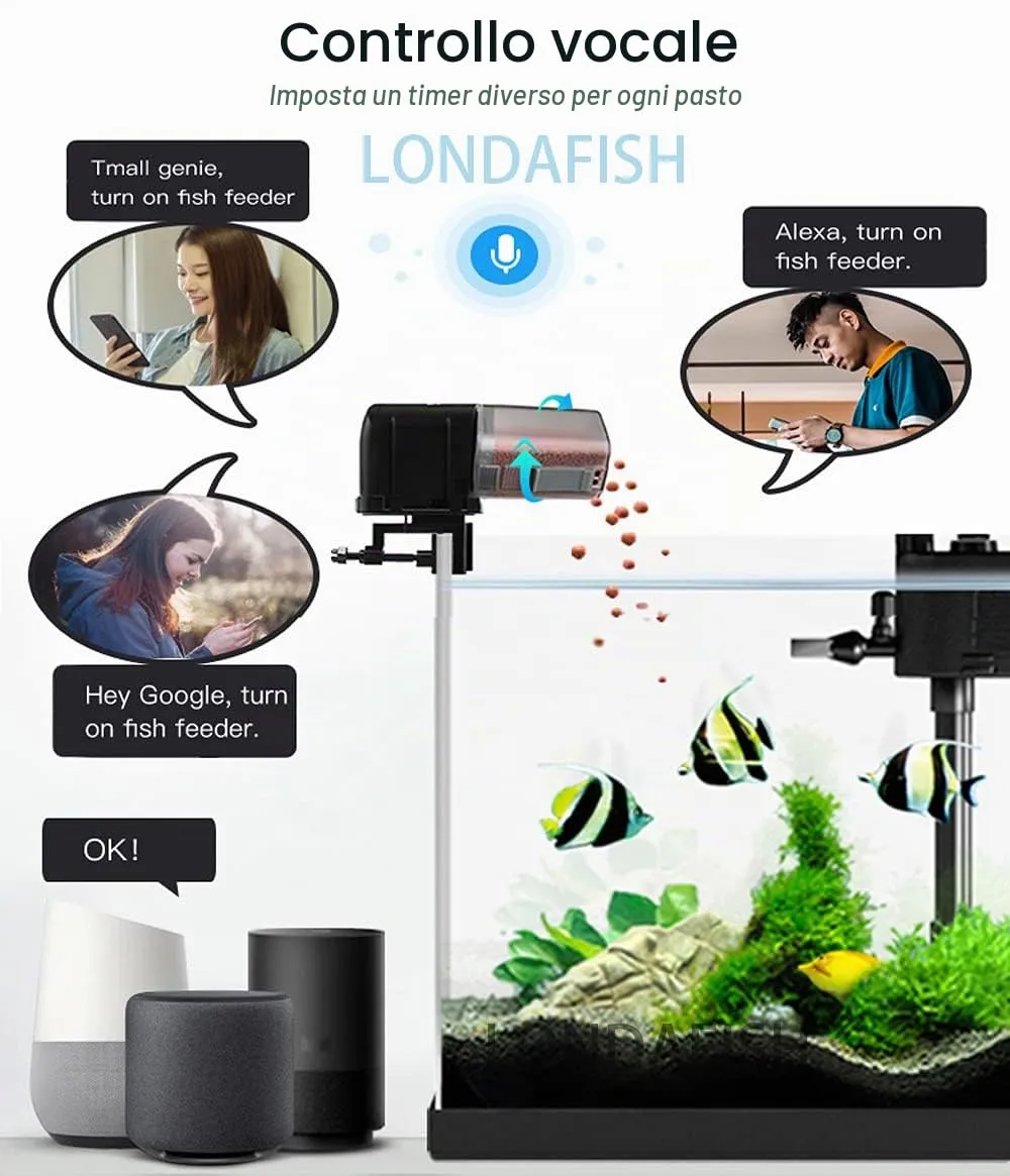 LONDAFISH Mangiatoia Automatica WiFi Controllo Vocale 170 ml