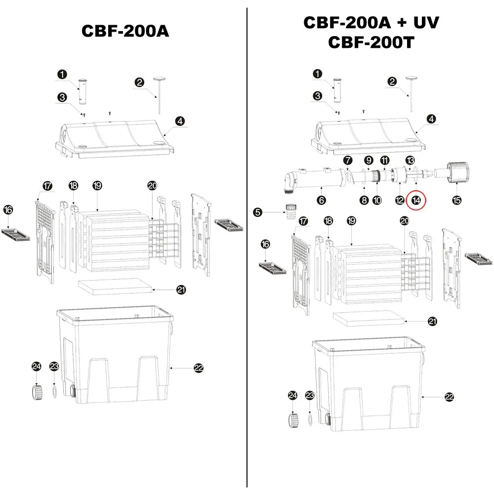 SunSun CBF-200T 200U o-ring 3 guarnizione ricambio