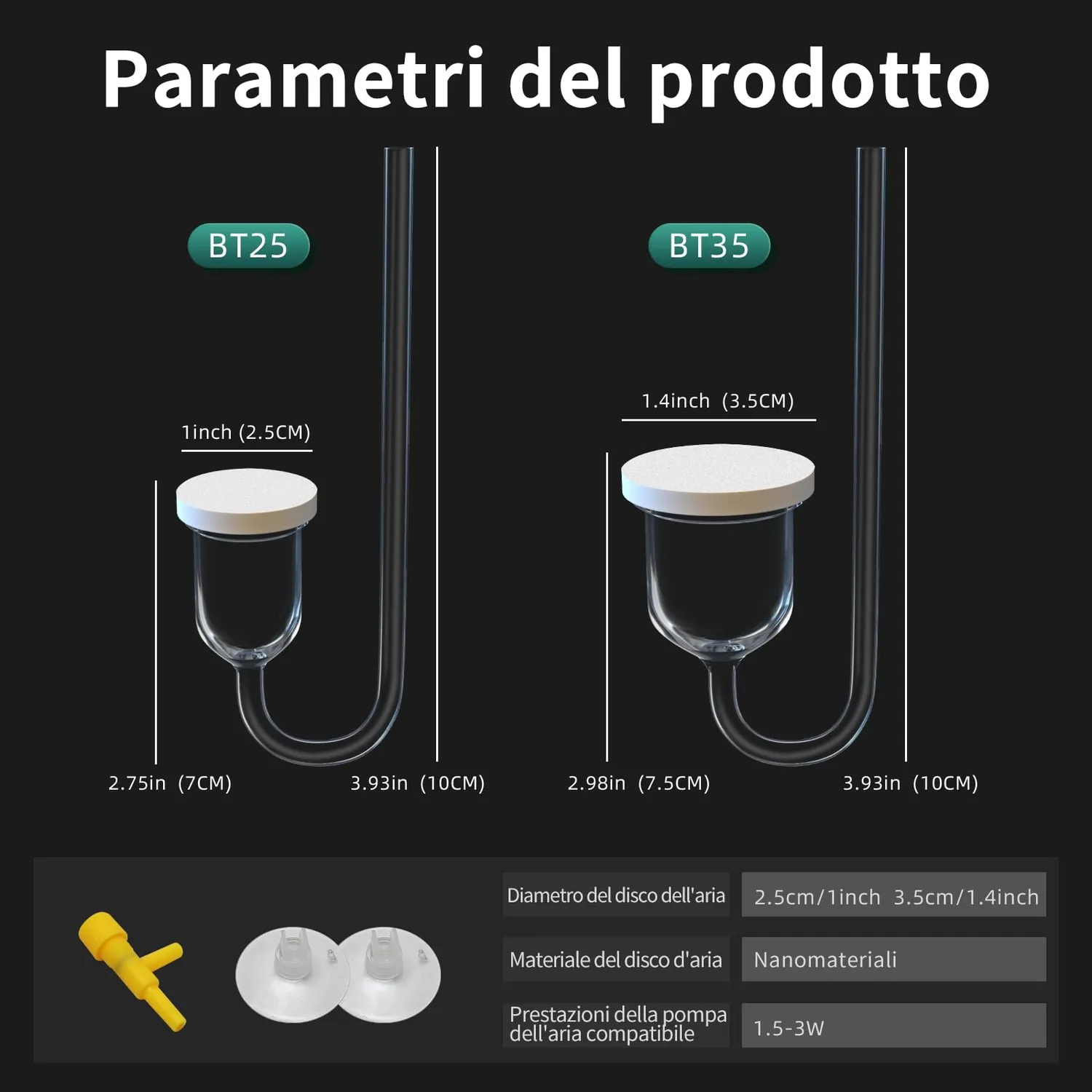 boxtech Pietra Aria Acquario Diffusore Nano 25 mm con Valvola