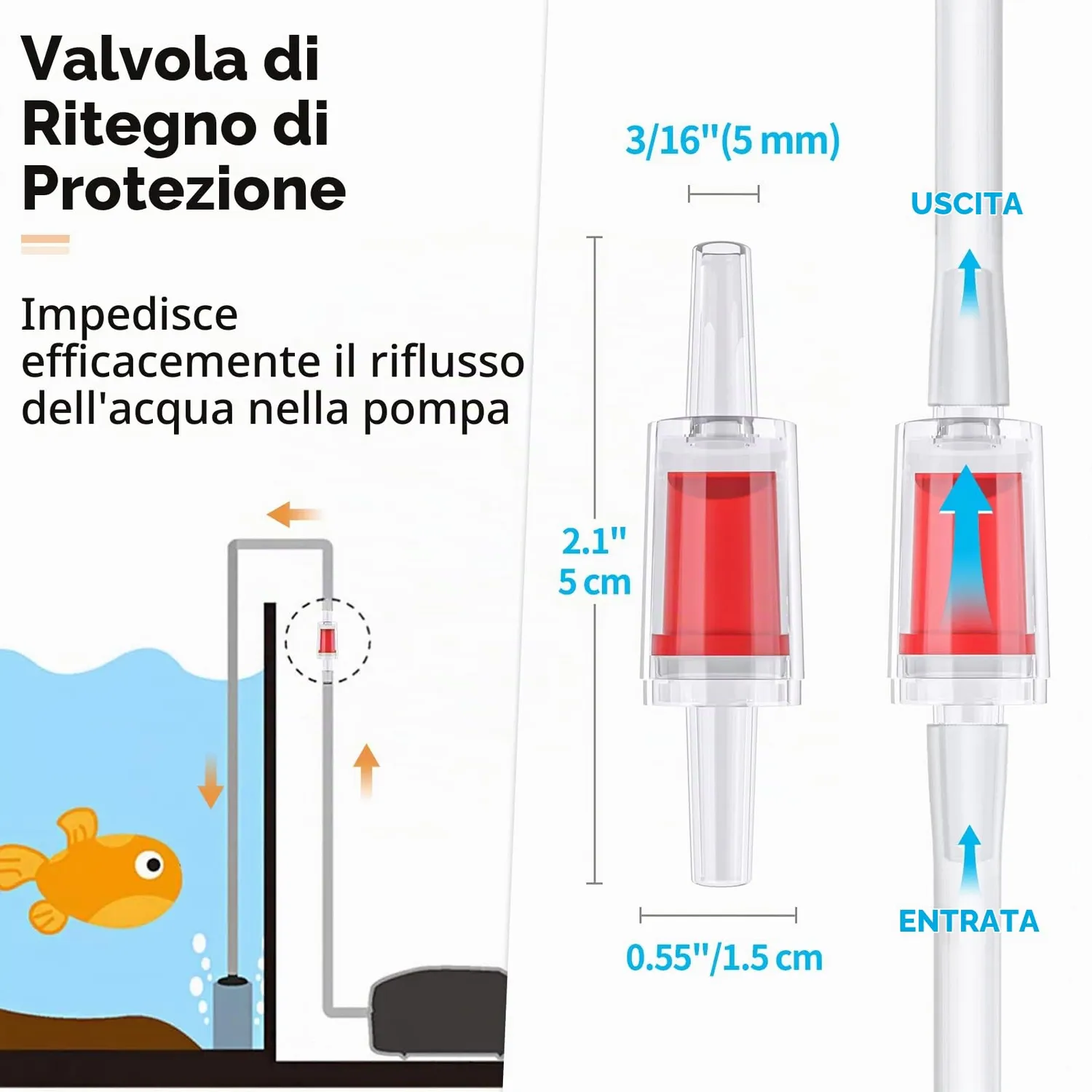 Pawfly tubo aria acquario trasparente 2 m kit aerazione