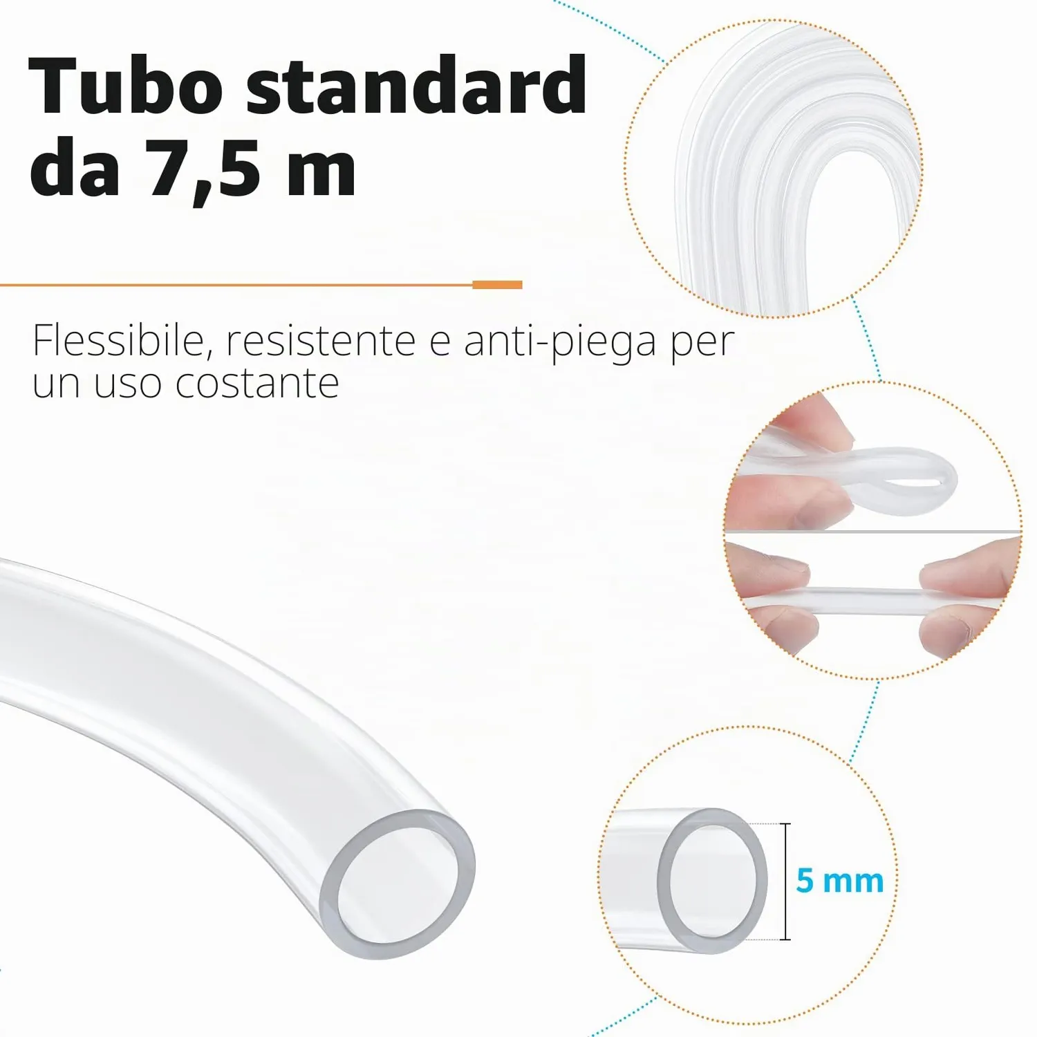 Pawfly Tubo Aria Acquario 7,5 m Kit Bianco Accessori