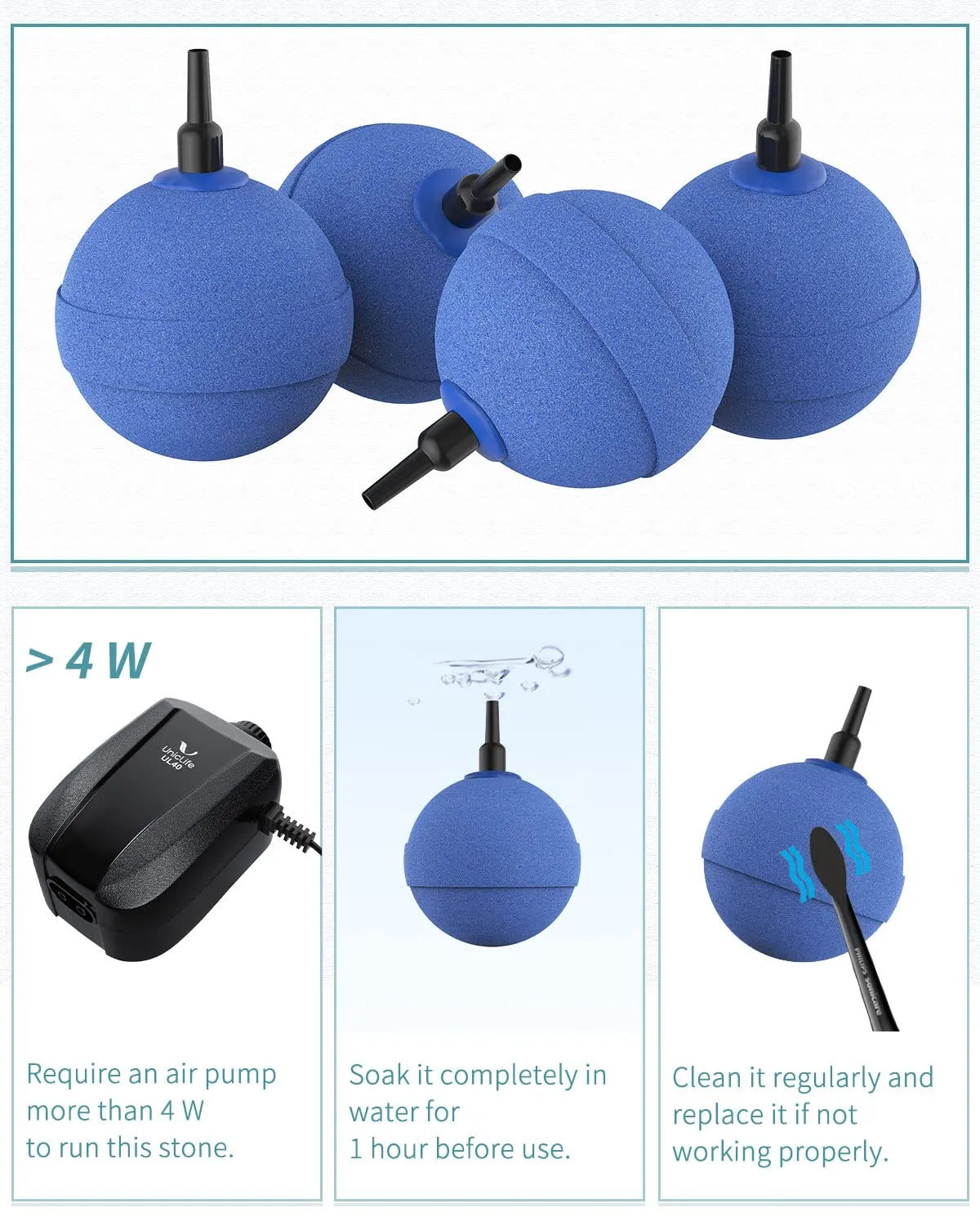 Pawfly Pietre Porose Aria Acquario 5 cm Blu 8 Pezzi