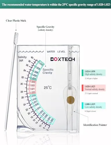 Boxtech Densimetro Acqua Salata Acquario Marino con Scala Salinità
