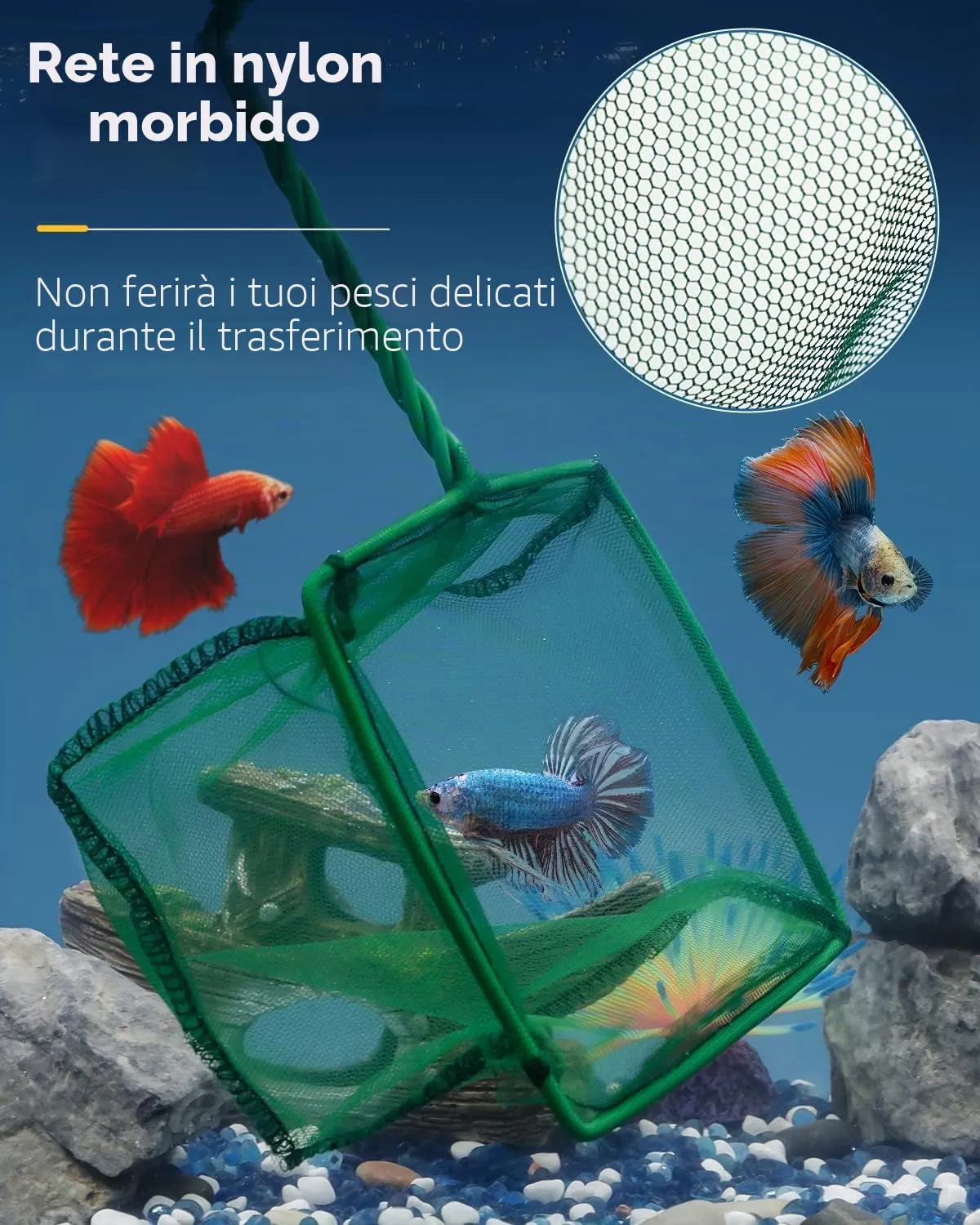 Pawfly Retino Pesci Acquario 10 e 15 cm Maglia Fine